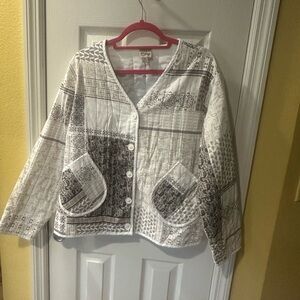 Como Vintage White and Gray Textured Jacket